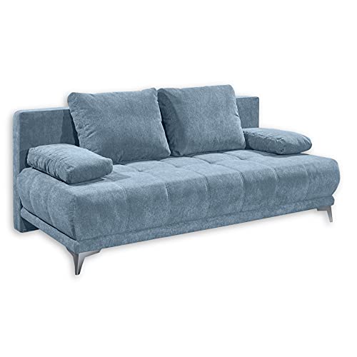 Stella Trading JENNY Bequemes Schlafsofa mit Bettkasten, Stoffbezug Denim - Klappbares Sofa mit Schlaffunktion & dekorativer Steppung - 203 x 86 x 101 cm (B/H/T) von Stella Trading