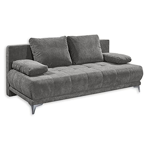 Stella Trading JENNY Bequemes Schlafsofa mit Bettkasten, Stoffbezug Stone - Klappbares Sofa mit Schlaffunktion & dekorativer Steppung - 203 x 86 x 101 cm (B/H/T) von Stella Trading