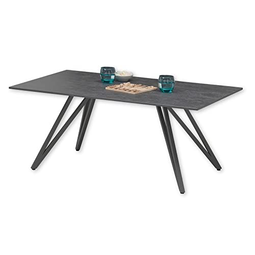 Stella Trading Couchtisch Industrial Style, Schwarz - Moderner Wohnzimmertisch mit Keramikplatte und Metallgestell - 110 x 46 x 70 cm (B/H/T) von Stella Trading