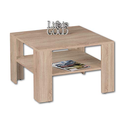 Stella Trading Couchtisch in Eiche Sonoma Optik - platzsparender Sofatisch mit Ablage für Ihren Wohnbereich - 70 x 44 x 70 cm (B/H/T) von Stella Trading