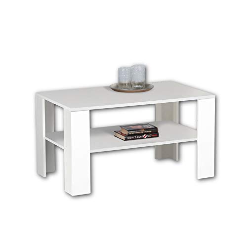 JOKER PLUS Couchtisch in Weiß - großer Sofatisch mit Ablage für Ihren Wohnbereich - 100 x 54 x 60 cm (B/H/T) von Stella Trading