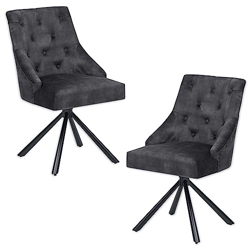 Johanna Esszimmerstühle 2er Set mit schwarzem Metallgestell, Aubergine - Bequeme Samt Stühle für Esszimmer & Wohnzimmer - 54 x 91 x 62 cm (B/H/T) von Stella Trading