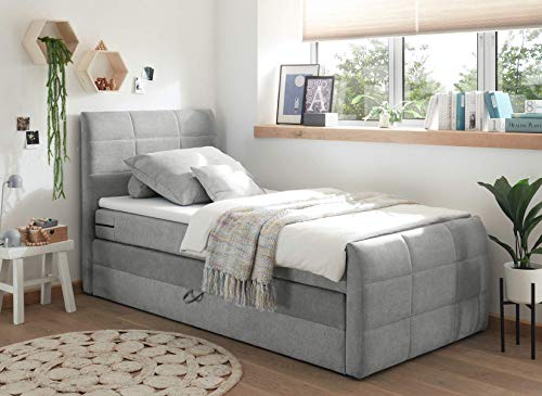 Stella Trading Kuba 2 Boxspringbett 120x200 mit Bettkasten, Schlamm - Bequemes Bett mit 7-Zonen-Federkern Matratze & Komfortschaum Topper - 123 x 113 x 220 cm (B/H/T) von Stella Trading