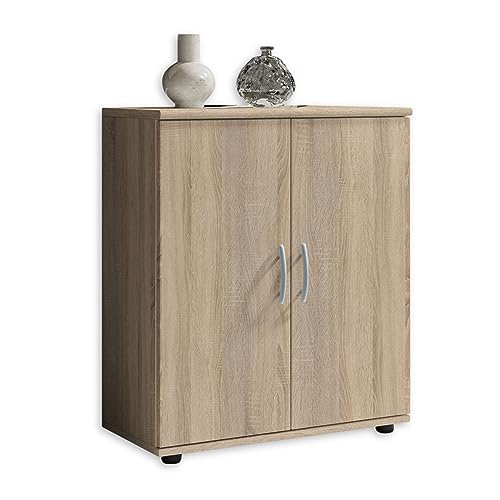 LILLY Kommode in Eiche Sonoma Optik - Moderne Kommode mit viel Stauraum für Wohnzimmer, Esszimmer und Flur - 60 x 70 x 30 cm (B/H/T) von Stella Trading