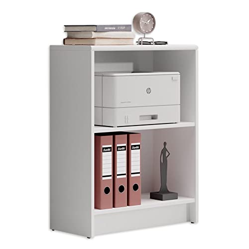 LILLY Regal Weiß - Modernes Bücherregal mit 2 offenen Fächern - Vielseitiges Büro Aktenregal Standregal mit viel Stauraum - 60 x 78 x 28 cm (B/H/T) von Stella Trading