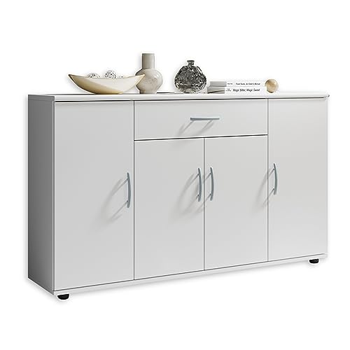 LILLY Sideboard in Weiß - Moderne Kommode mit Schublade und viel Stauraum für Wohnzimmer, Esszimmer und Flur - 118 x 70 x 30 cm (B/H/T) von Stella Trading