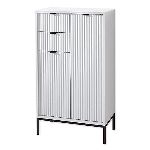 LUCERA Badezimmer Kommode in Weiß matt - Badezimmerschrank Bad Schrank mit viel Stauraum - 60 x 106 x 32 cm (B/H/T) von Stella Trading