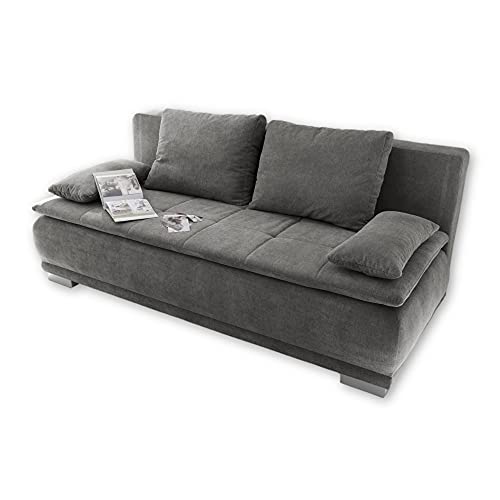 Stella Trading LUIGI Bequemes Schlafsofa mit Bettkasten, Stoffbezug Stone - Klappbares Sofa mit Schlaffunktion und fest vernähtem Schaumtopper - 211 x 93 x 103 cm (B/H/T) von Stella Trading