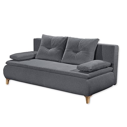 MAGNUS Bequemes Schlafsofa mit Bettkasten in Anthrazit - Ausziehbares Sofa mit Schlaffunktion - 202 x 94 x 104 cm (B/H/T) von Stella Trading