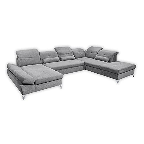 Stella Trading MELFI Wohnlandschaft in U-Form, Stoffbezug Schlamm - Ausziehbares Sofa mit Schlaffunktion & Bettkasten - 350 x 73 (96) x 245 cm (B/H/T) von Stella Trading