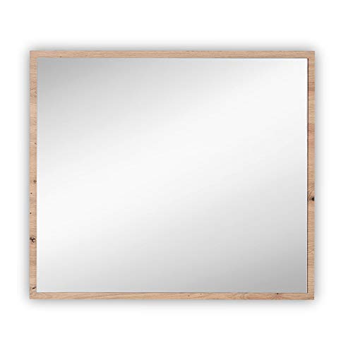 MEMPHIS Moderner Wandspiegel in Artisan Eiche Optik - hochwertiger Spiegel für Flur & Garderobe - 80 x 70 x 2 cm (B/H/T) von Stella Trading