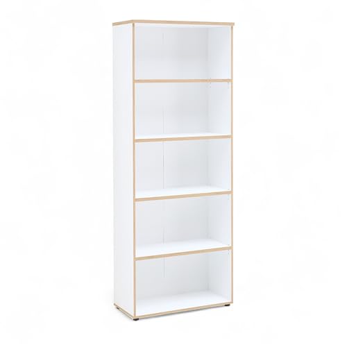 Memphis Aktenregal in Weiß, Artisan Eiche Optik - Modernes Standregal mit 5 offenen Fächern - 75 x 197 x 38 cm (B/H/T) von Stella Trading