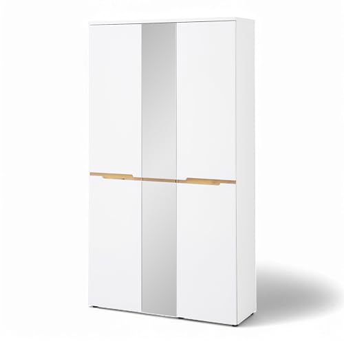 Memphis Garderobenschrank mit Spiegel in Weiß, Artisan Eiche Optik - Flurgarderoben Schrank mit viel Stauraum - 105 x 192 x 38 cm (B/H/T) von Stella Trading