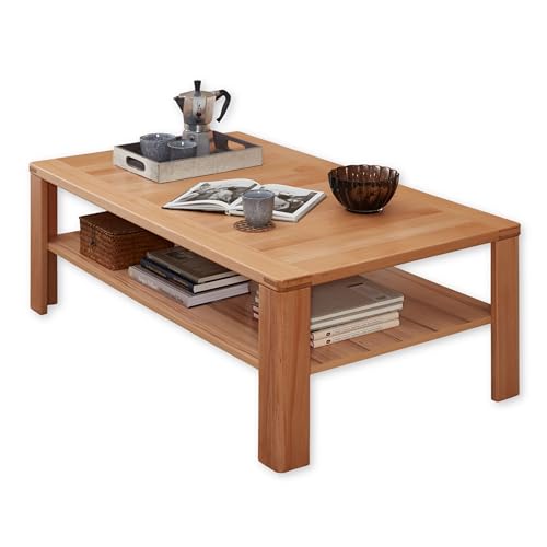 NATURE ONE Couchtisch in Kernbuche teil-massiv FSC-zertifiziert - Hochwertiger Sofatisch mit Ablage für Ihren Wohnbereich - 120 x 40 x 70 cm (B/H/T) von Stella Trading