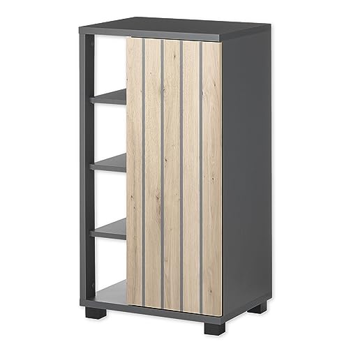 NIZZA Badezimmer Kommode in Graphit, Artisan Eiche Optik - Badezimmerschrank Bad Schrank mit viel Stauraum - 50 x 92 x 37 cm (B/H/T) von Stella Trading