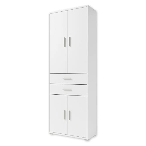 OFFICE LINE Aktenschrank in Weiß - Hoher Büroschrank mit 4 Türen - Modernes Büromöbel Komplettset - 79 x 220 x 35 cm (B/H/T) von Stella Trading