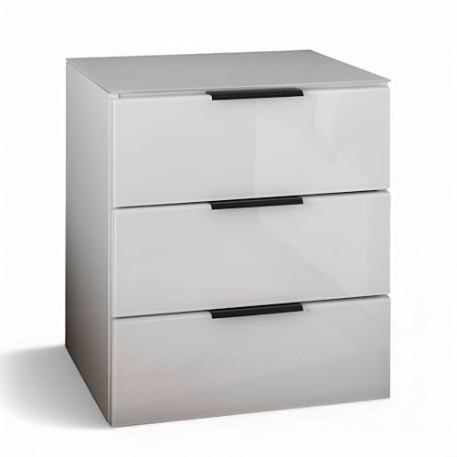 PARI Nachttisch in Weiß - Moderner Nachtschrank mit Schubladen und viel Stauraum - 46 x 53 x 40 cm (B/H/T) von Stella Trading