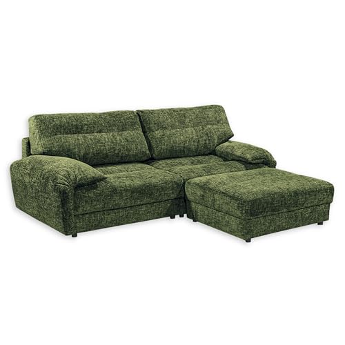 PRINCETON Ecksofa in Winter Moss - Moderne Eckcouch in L-Form mit großer Liegefläche für Ihr Wohnzimmer - 261 x 95 x 193 cm (B/H/T) von Stella Trading