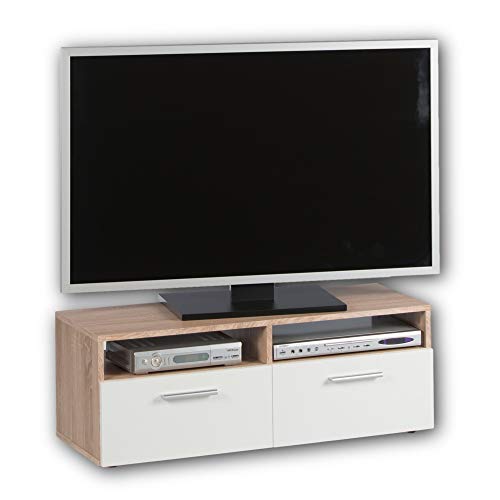 RANA TV-Lowboard in Eiche Sonoma Optik - schlichtes TV-Board mit viel Stauraum für Ihr Wohnzimmer - 95 x 36 x 35 cm (B/H/T) von Stella Trading
