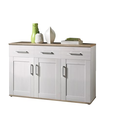 Stella Trading Sideboard in Sibiu Lärche / Eiche San Remo Optik - Landhausstil Kommode mit viel Stauraum für Ihr Wohnzimmer - 140 x 88 x 46 cm (B/H/T) von Stella Trading