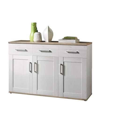 Stella Trading Sideboard in Sibiu Lärche / Eiche San Remo Optik - Landhausstil Kommode mit viel Stauraum für Ihr Wohnzimmer - 140 x 88 x 46 cm (B/H/T) von Stella Trading