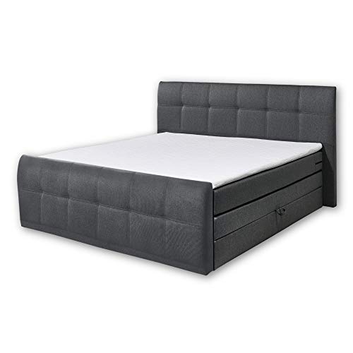 Stella Trading SACRAMENTO B2 Boxspringbett 180x200 mit Bettkasten, Anthrazit - Bequemes Doppelbett mit 7-Zonen-Federkern Matratze H2 & Komfortschaum Topper - 200 x 114 x 220 cm (B/H/T) von Stella Trading