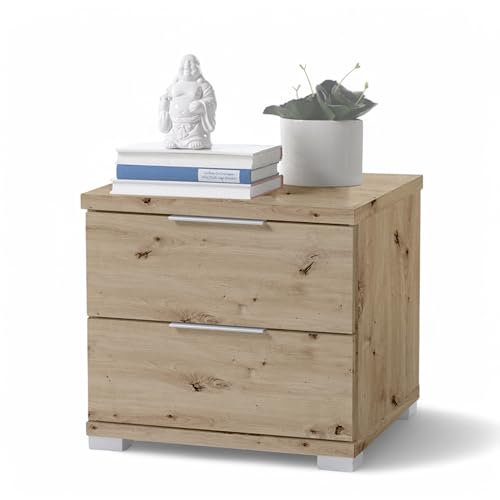 SMILLA Nachttisch in Artisan Eiche Optik - Moderner Nachtschrank mit Schubladen und viel Stauraum - 46 x 43 x 42 cm (B/H/T) von Stella Trading