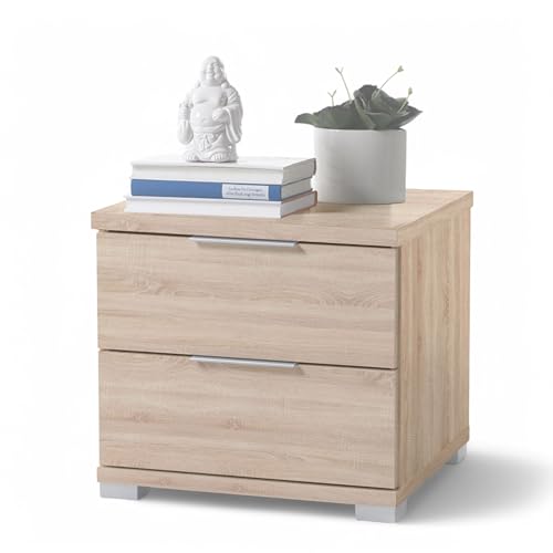 SMILLA Nachttisch in Eiche Sonoma Optik - Moderner Nachtschrank mit Schubladen und viel Stauraum - 46 x 43 x 42 cm (B/H/T) von Stella Trading