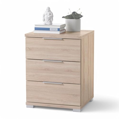 SMILLA Nachttisch in Eiche Sonoma Optik - Moderner Nachtschrank mit Schubladen und viel Stauraum - 46 x 61 x 42 cm (B/H/T) von Stella Trading