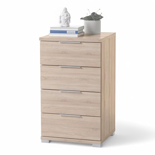 SMILLA Nachttisch in Eiche Sonoma Optik - Moderner Nachtschrank mit Schubladen und viel Stauraum - 46 x 79 x 42 cm (B/H/T) von Stella Trading