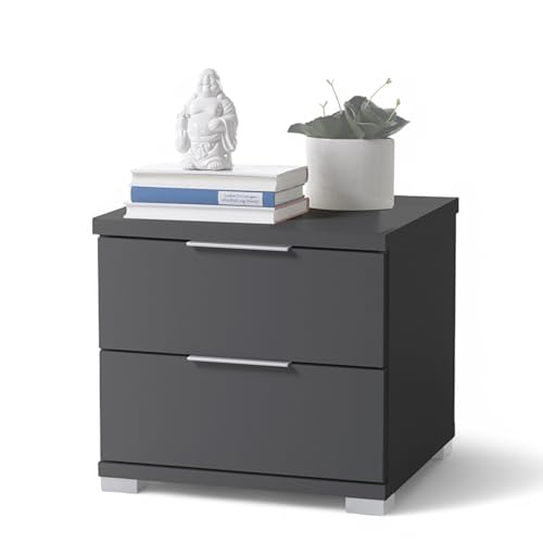 SMILLA Nachttisch in Graphit - Moderner Nachtschrank mit Schubladen und viel Stauraum - 46 x 43 x 42 cm (B/H/T) von Stella Trading