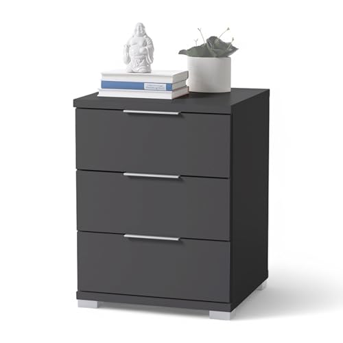 SMILLA Nachttisch in Graphit - Moderner Nachtschrank mit Schubladen und viel Stauraum - 46 x 61 x 42 cm (B/H/T) von Stella Trading