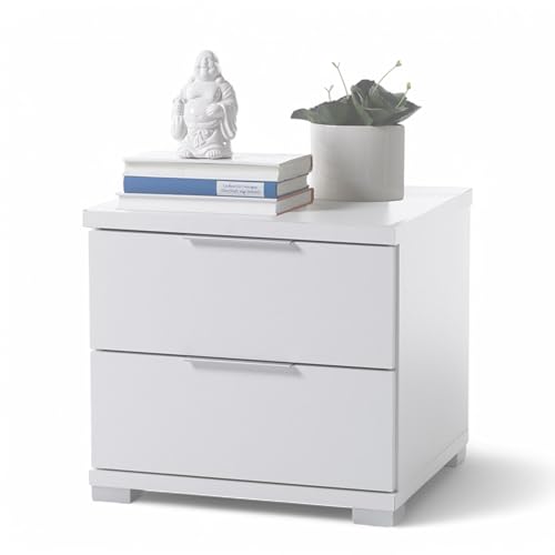 SMILLA Nachttisch in Weiß - Moderner Nachtschrank mit Schubladen und viel Stauraum - 46 x 43 x 42 cm (B/H/T) von Stella Trading