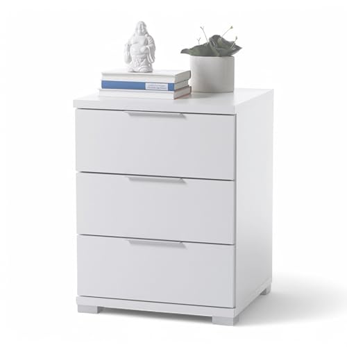 SMILLA Nachttisch in Weiß - Moderner Nachtschrank mit Schubladen und viel Stauraum - 46 x 61 x 42 cm (B/H/T) von Stella Trading