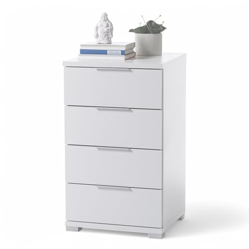 SMILLA Nachttisch in Weiß - Moderner Nachtschrank mit Schubladen und viel Stauraum - 46 x 79 x 42 cm (B/H/T) von Stella Trading