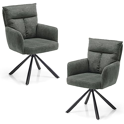 SOFIA Esszimmerstühle 2er Set mit schwarzem Metallgestell und Microfaser Bezug, Grau - Bequeme Stühle für Esszimmer & Wohnzimmer - 60 x 93 x 67 cm (B/H/T) von Stella Trading