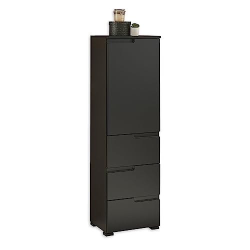 SPICE Hohe Badezimmer Kommode mit Schubladen in Schwarz matt - Badezimmerschank Bad Schrank mit viel Stauraum - 40 x 134 x 32 cm (B/H/T) von Stella Trading