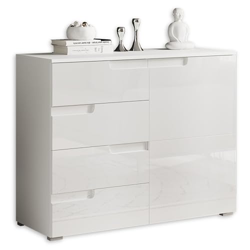 Stella Trading Kommode in Hochglanz Weiß - Modernes Sideboard mit viel Stauraum für Ihren Wohnbereich - 100 x 80 x 40 cm (B/H/T) von Stella Trading