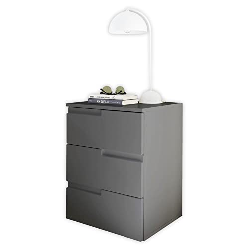 Stella Trading Nachttisch in Graphit matt - Moderner Nachtschrank mit Schubladen und viel Stauraum - 46 x 61 x 40 cm (B/H/T) von Stella Trading