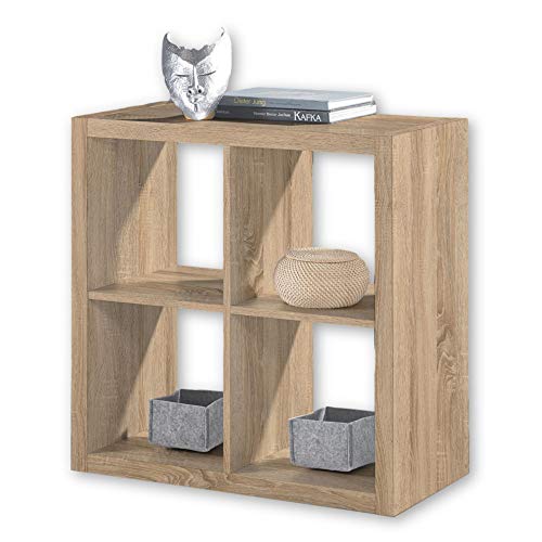 STYLE Modernes Würfelregal Eiche Sonoma Optik, ideal für Faltboxen - Praktisches Raumteiler Regal mit offenen Fächern - 77 x 77 x 38 cm (B/H/T) von Stella Trading