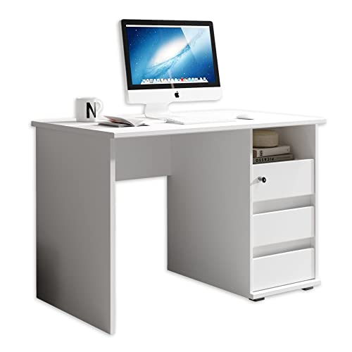 Stella Trading 1 Schreibtisch mit Schubladen, Weiß - Bürotisch Computertisch fürs Homeoffice mit Stauraum und offenem Ablagefach - 110 x 75 x 65 cm (B/H/T) von Stella Trading