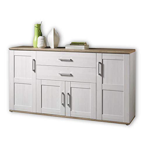 Stella Trading ROMANCE Sideboard in Sibiu Lärche / Eiche San Remo Optik - Landhausstil Kommode mit viel Stauraum für Ihr Wohnzimmer - 186 x 100 x 46 cm (B/H/T) von Stella Trading