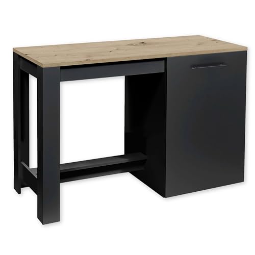 Stella Trading ADON Moderne Kücheninsel freistehend in Schwarz matt, Artisan Eiche Optik - Geräumige Kochinsel mit Arbeitsplatte - 138 x 91 x 56 cm (B/H/T) von Stella Trading