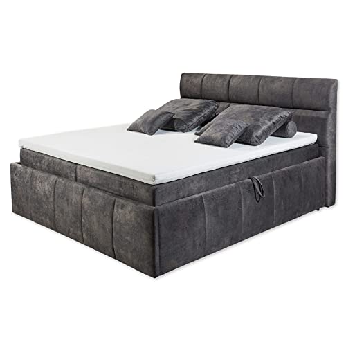 AVIDANO 6 Polsterbett 180x200 mit Bettkasten, Elephant - Modernes Doppelbett mit dekorativer Steppung & Kaltschaum Topper - 203 x 123 x 220 cm (B/H/T) von Stella Trading
