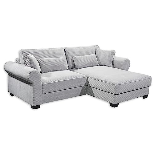 Stella Trading Angelina Bequemes Schlafsofa mit Bettkasten in Cord-Optik, Dove - Ausziehbares Sofa mit Schlaffunktion - 255 x 92 x 185 cm (B/H/T) von Stella Trading