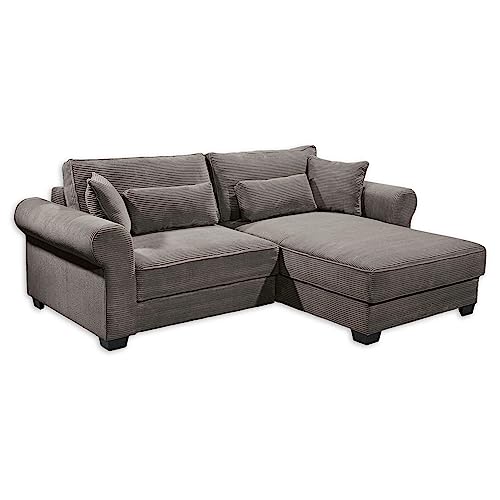 Stella Trading Angelina Bequemes Schlafsofa mit Bettkasten in Cord-Optik, Mocca - Ausziehbares Sofa mit Schlaffunktion - 255 x 92 x 185 cm (B/H/T) von Stella Trading