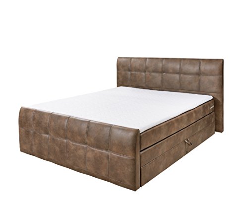 Stella Trading Aspen B2 Boxspringbett, Stoff, hell braun, 220 x 200 x 110 cm von Stella Trading