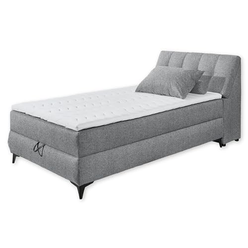 Stella Trading Atlantis 6 Boxbett 120x200 in Grau-Bequemes Einzelbett mit Bettkasten & Kaltschaum Topper, Holzwerkstoff, 120 x 200 cm von Stella Trading