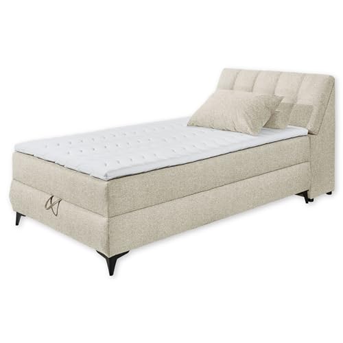 ATLANTIS 6 Boxbett 120x200 in Ivory - Bequemes Einzelbett mit Bettkasten und Kaltschaum Topper - 125 x 102 x 240 cm (B/H/T) von Stella Trading