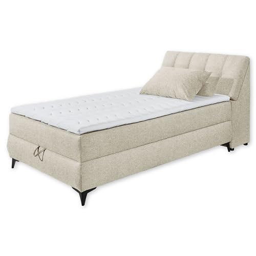 Stella Trading Atlantis 6 Boxbett 120x200 in Ivory-Bequemes Einzelbett mit Bettkasten & Kaltschaum Topper, Holzwerkstoff, 120 x 200 cm von Stella Trading